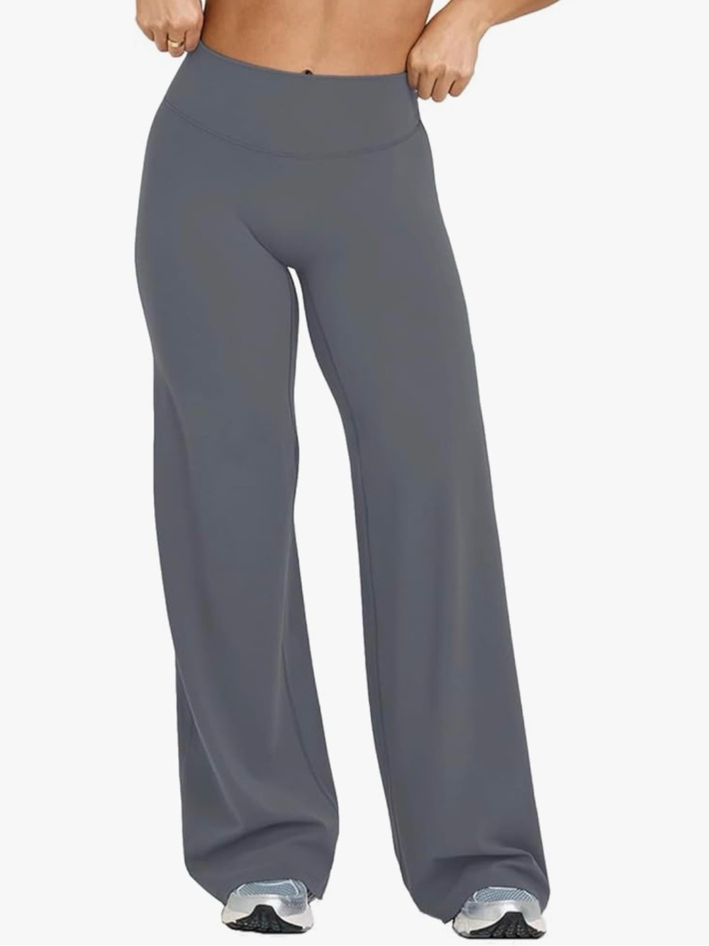 High-Waist Wide Leg Yoga Pants - Gray